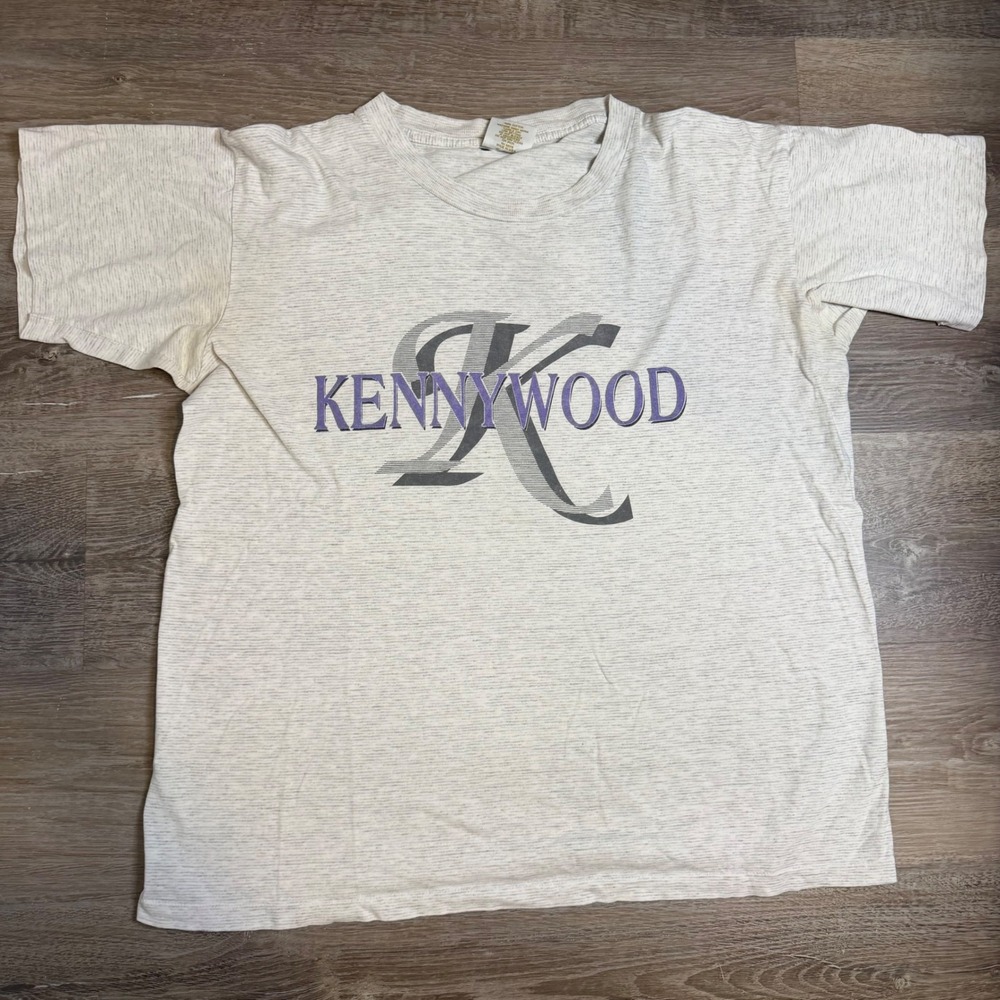 Vintage Kennywood Amusement Park T Shirt Tennessee River Gold Ash Grey Mens L